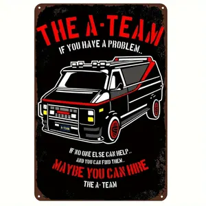Vintage A Team Metal Sign Durable Weatherproof Wall Decor for Home Kitchen Bar Easy Hanging Retro Iron Display