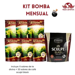 Vida Divina Té Divina + Sculpt Black Coffee - 1 Pack of Natural Energy Herbal Coffee - No Caffeine, Supports Digestive Health, Optimal Energy, Healthy Habit, Beverage Nata