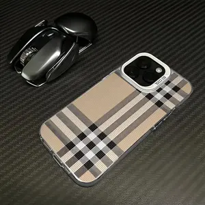 Trendy checkered Phone Case The Versatile Beige And Black Plaid Pairs Fashion Laser Craft for iPhone 17 16 15 14 13 12 11  Anti-Drop Protection