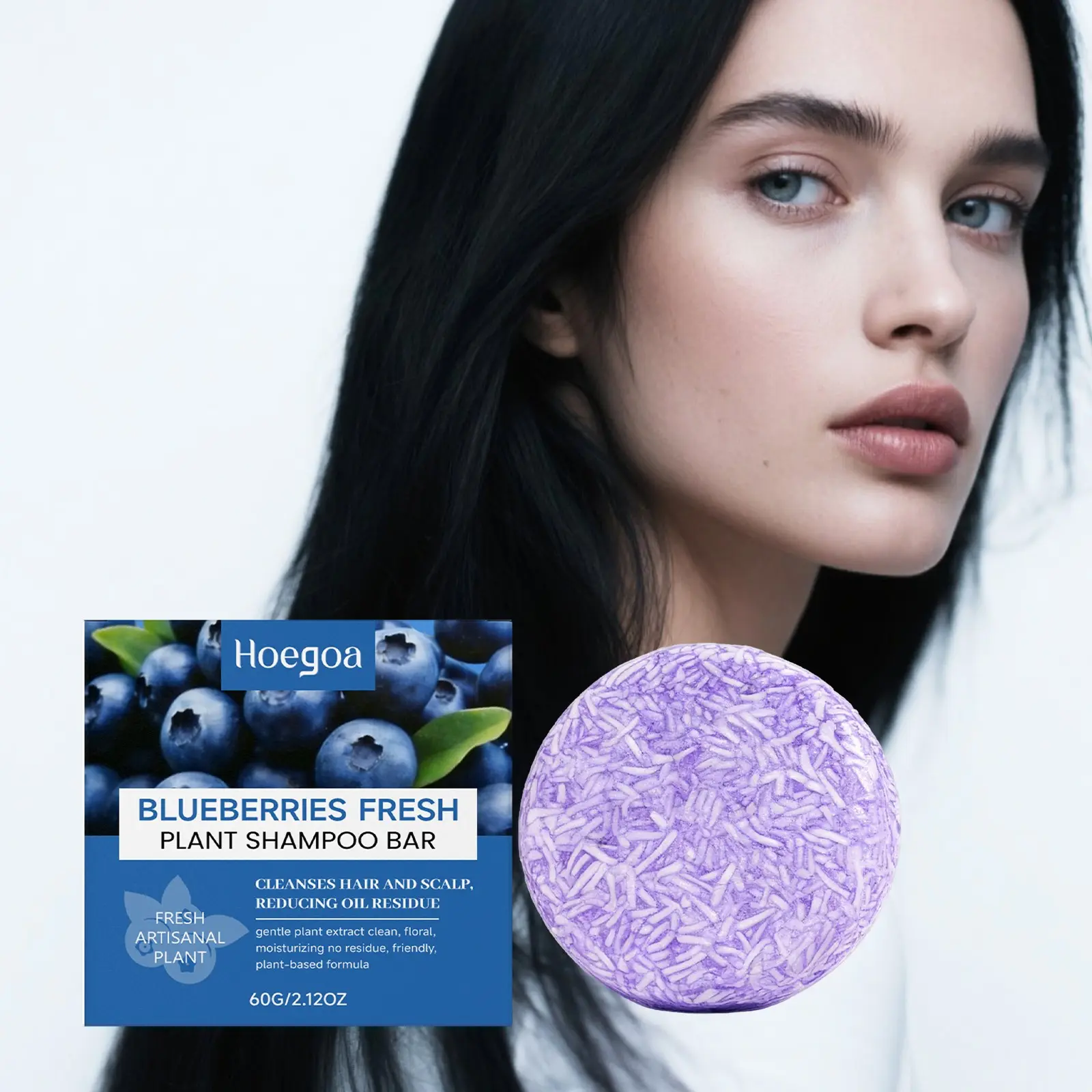 Blueberry Hair Care Shampoo Bar, Fruit Plant Extracts, Gentle Oil Control, Cleansing, Hydrating Volumizing, Smooth Hair, Natural Ingredients