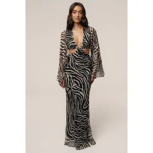 Black Zebra Instincts Print Maxi Dress