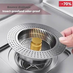 Upgraded 3 in 1 Kitchen Sink DrainStrainer - Stainless Steel Sink Stopper, Anti-Clogging Sink Food Catcher Basket,for USStandard 3 1/2 inch Drain tubber ware Combo Strainer Vegetable and Fruit supplies colander girly kitchenware