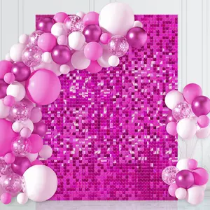 Hot Pink Shimmer Backdrop Sequin Wall Panel Backdrop 3ftx6ft Shimmer Wall Background Glitter Party Backdrop for Wedding Bachelorette Supplies Banners