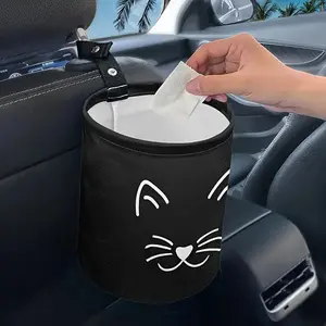 Cute Cat Pattern Car Trash Can, Car Garbage Organizer, Universal Car Interior Accessories for Women & Men