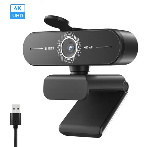 EMEET C60E 4K CMOS USB Webcam for PC/Laptop - Gaming Items, Gamer Stuff, Fast Auto Focus, Built-in Fill Light, 1080p@60fps, Plug & Play, Privacy Cover, Computer Accessories, Not for PS5/Switch