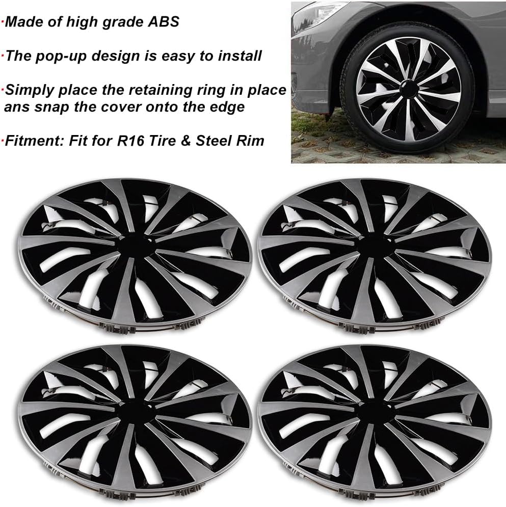 16"  Hubcap Wheel Cover Replacement Kit 4 Pack Hub Caps Wheel Rim Cover