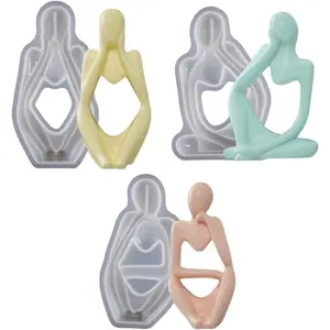 3Pack Art Thinker Candle Molds for 3D Abstract Thinker Silicone Molds Resin Handicraft Molds Abstract Jewelry Molds Epoxy Resin Silicone Casting Molds for Gift Making - Home Improvement.