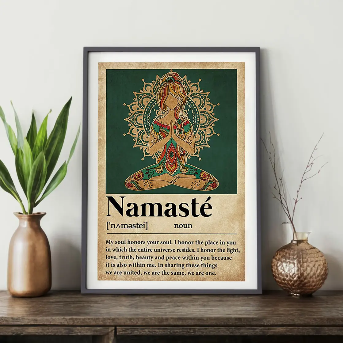 Yoga Namaste Definition Poster Wall Decor, Yoga Poster