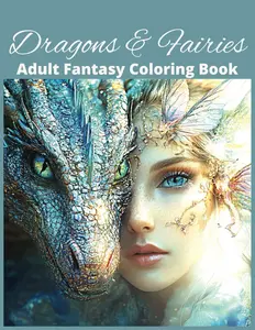 Dragons & Fairies Adult Fantasy Coloring Book: 50 Grayscale Images depicting a magical world of mythical creatures