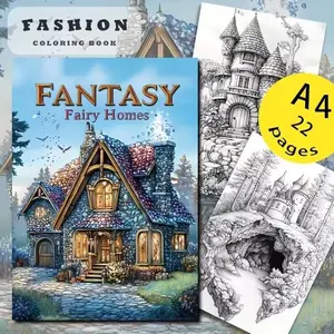 Fantasy Fairy Homes Coloring Book, Single Page Printing, 24 Pages, Perfect for Creative Coloring Fun, Ideal Gift for Kids and Adults
