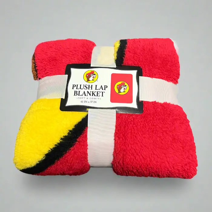 Buc-ee's Beaver Logo Plush Lap Blanket - Solid Unisex Premium Plush Texture, Soft Touch, Iconic Red Fabric, Durable, Machine Washable, Portable Travel Companion for Home Relaxing & Daily Use