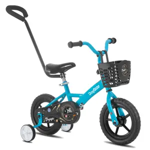 JOYSTAR 10 & 12 Inch Kids Bike for Boys and Girls Ages 1-4 Years, Toddler Bike with Training Wheels & Basket, Detachable Parent Push Handle, Kids Pedal Bike, Multiple Colors