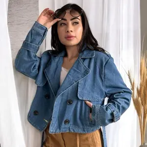 Trench Crop Denim - Stylish Denim Jacket for Your Look Casual Womenswear Jackets