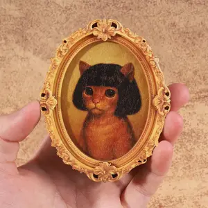 Funny Frog (Cat) Magnet with Bob Haircut - Weird Core Fridge Decor - Cute Meme Gift for Bestie & Coworker Wooden Sass Sign.Easter Day Gift