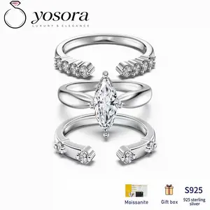 S925 Sterling Silver Marquise Moissanite Women’s Ring | Ideal for Weddings and Parties | Perfect Anniversary Gift