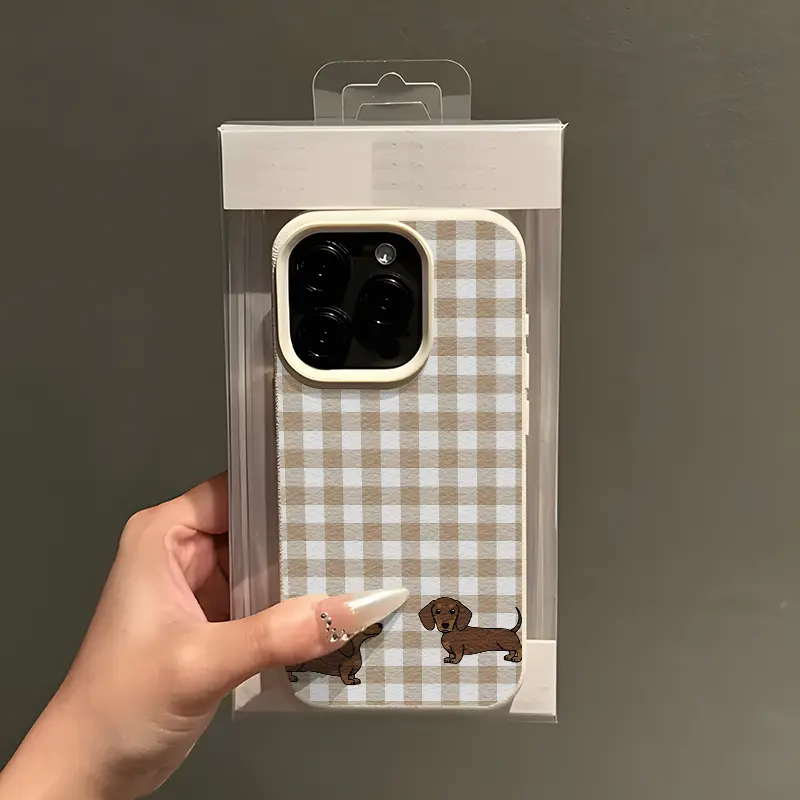 This checkered dachshund pattern TPU perforated textured phone