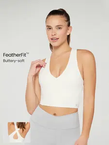 GLOWMODE FeatherFit™ Crossover Straps Cutout Back Deep V Neck Tank Top Low Impact Yoga Daily