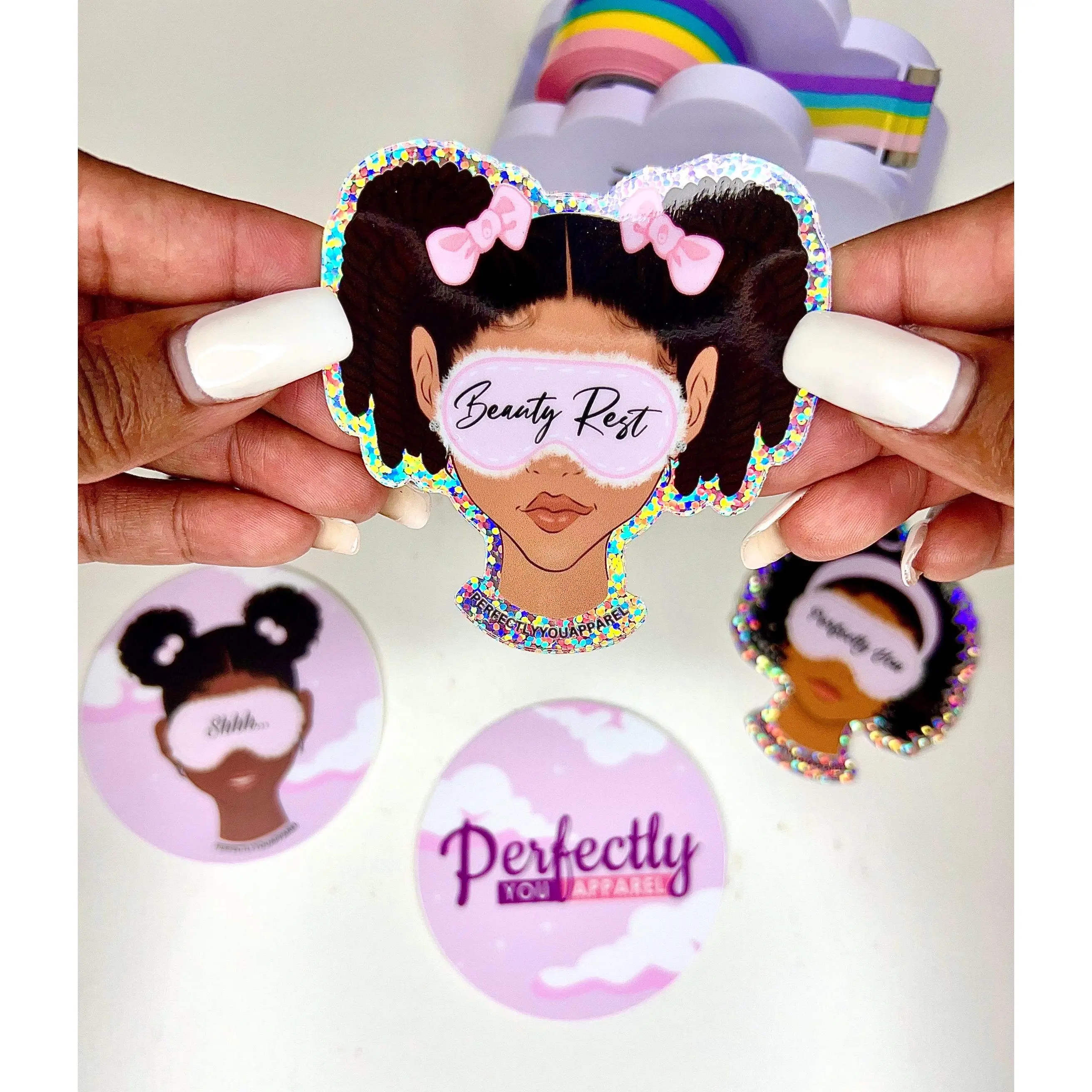 Brown skin girl stickers, Girly sticker collection, Slumber party sticker, Kindle sticker, Phone case, Notebook and journal cover sticker