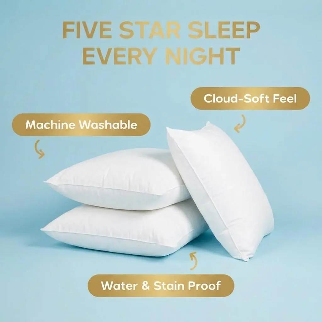 Ideal Summer Gift，Hotel Same Style Pillow, Soft and Breathable, Waterproof & Stain Resistant, High Fluffy Density with Strong Resilience, All Season Usable, Suitable for Back and Side Sleepers, Great for Home, Travel & Office Use，Free Gift With Purchase