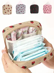 Multifunctional Travel Storage Bag for Women, Handheld Cosmetic Pouch, Makeup Organizer Pouch, Mini Cosmetic and Toiletry Set, Design Options in Strawberry, Cherry & Leopard Print