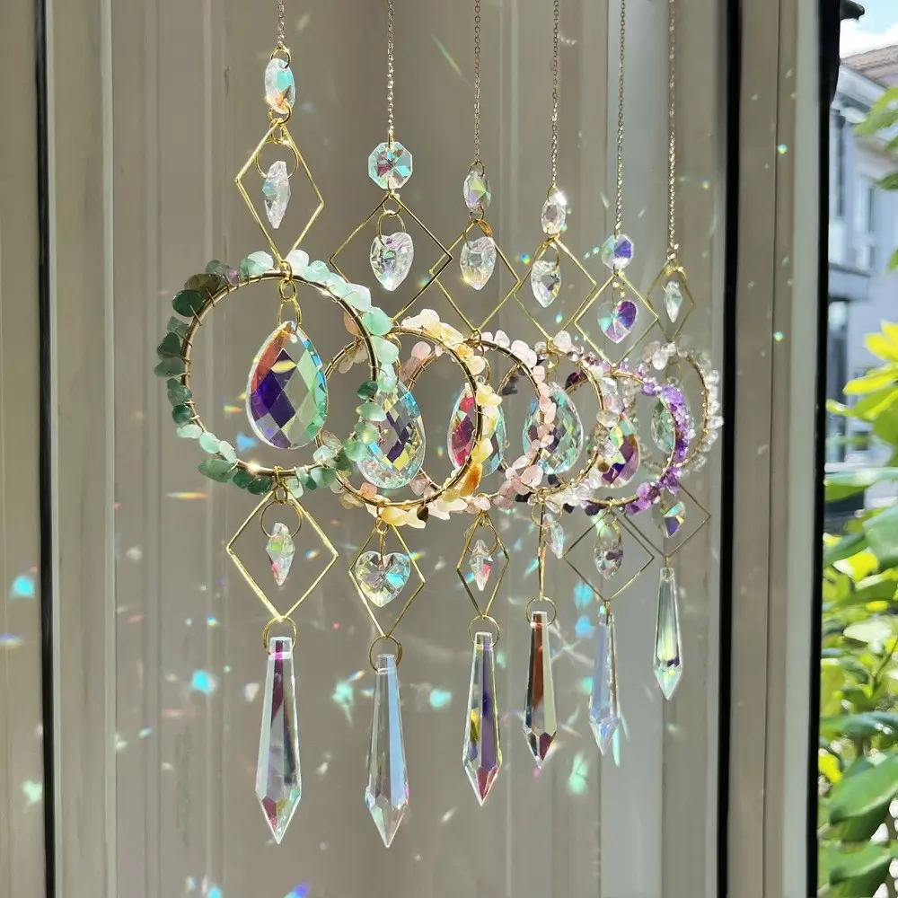 6pcs Elegant Crystal Dream Catcher Set, Home Decor Ornaments, Shiny Prism Design for Valentines Birthday Gifts, Suitable for Weddings Parties Home Garden Car Outdoor Celebrations
