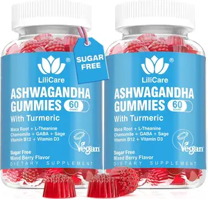 Sugar Free Ashwagandha Gummies 2000mg with Vitamin D3 B12 Turmeric for Stress Relief Calm Mood Relaxation and Sleep Support Organic Vegan Chewable Herbal Supplements for Men Women Mixed Berry Flavor 120 Count