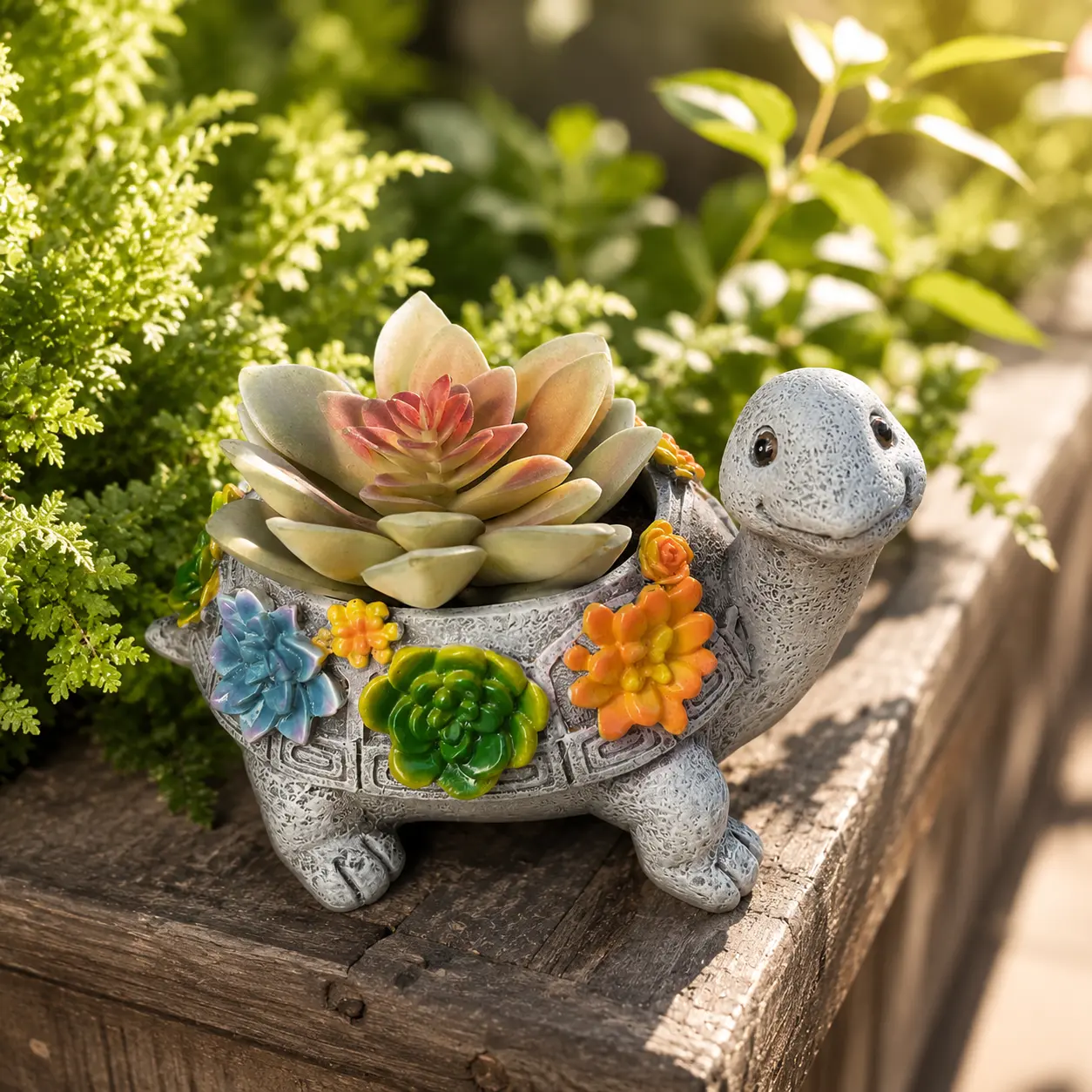 Cute Turtle Succulent Planter with Drainage Hole, Resin Indoor plant Pot, Whimsical Desk & Home Decor, Unique Gift for Plant Lovers & Home Decoration