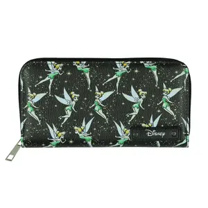 Disney Tinker Bell Wallet Women's Pixie Dust Faux Leather Zip Around Wallet