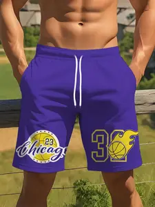Men's Basketball Shorts with 23 Number and Logo Print, Graphic Shorts, Gym and Street Sportswear, Training Pants, Casual Wear