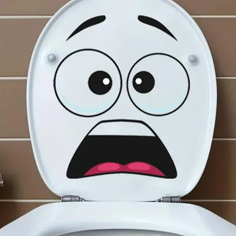 3D Surprised Face Toilet Decal, 1 Count Emotive Humorous Wall Art with Adhesive, Aesthetic Home Decoration, Room Decor, Bathroom Decoration Accessories, Bathroom Decoration Supplies, Beautify Your Home