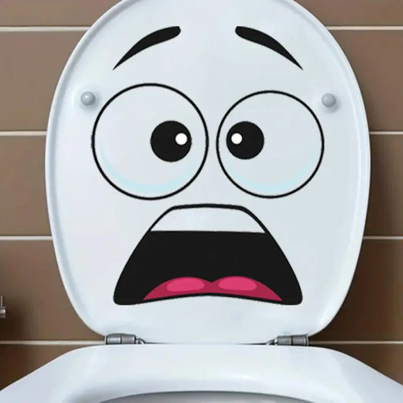 3D Surprised Face Toilet Decal, 1 Count Emotive Humorous Wall Art with Adhesive, Aesthetic Home Decoration, Room Decor, Bathroom Decoration Accessories, Bathroom Decoration Supplies, Beautify Your Home
