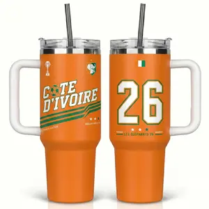 Cote D'Ivoire 26 Tumbler, 40oz/30oz Orange Ivory Coast Football Jersey Tee, WC26 Custom Cup, Game Day Accessory Soccer Fan Gift