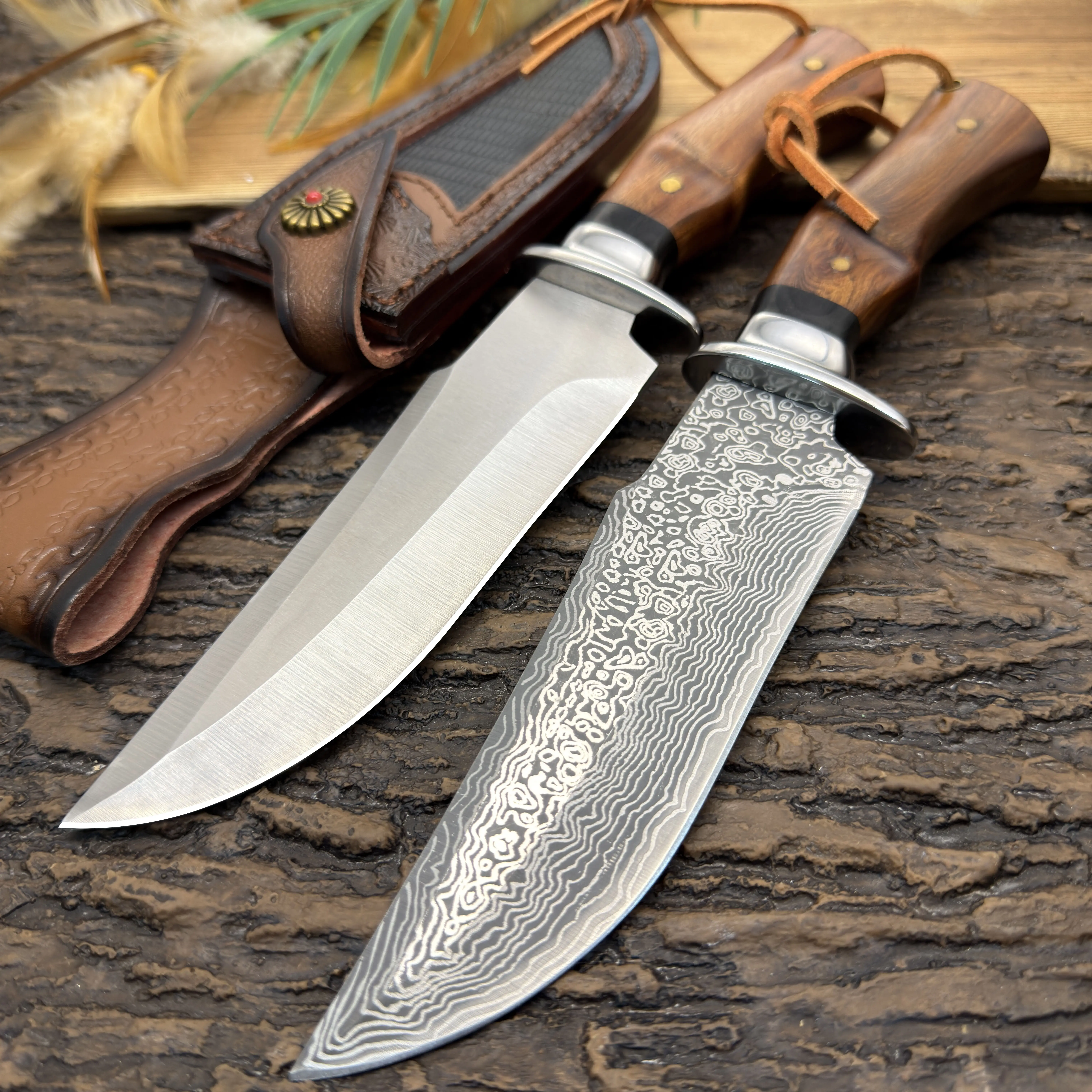 Premium Fixed Blade Fruit Knife - Multi Use Knives for Cooking, Fruit Prep, Ergonomic Wood Handle, Polished Bolster, Mirror-Polished Metal Blade, Hand-Forged Damascus Layer or Stainless Steel Kitchenware Option, High Hardness, Metal Rivets, Grip With Cont