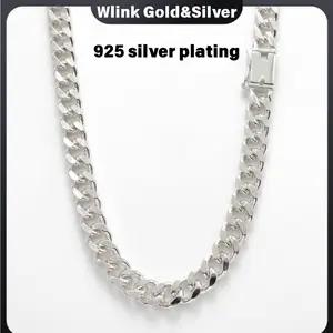 925 Silver Plated Cuban Link Chain Necklace for Men Women, 0.394 Inch Wide High Polished Smooth Curb Chain, 19.69/21.65/23.62/25.59 Inch, Secure Anti-Lose Lock Clasp, Heavy Duty Street Hip Hop Jewelry Gift evry jewels mexican