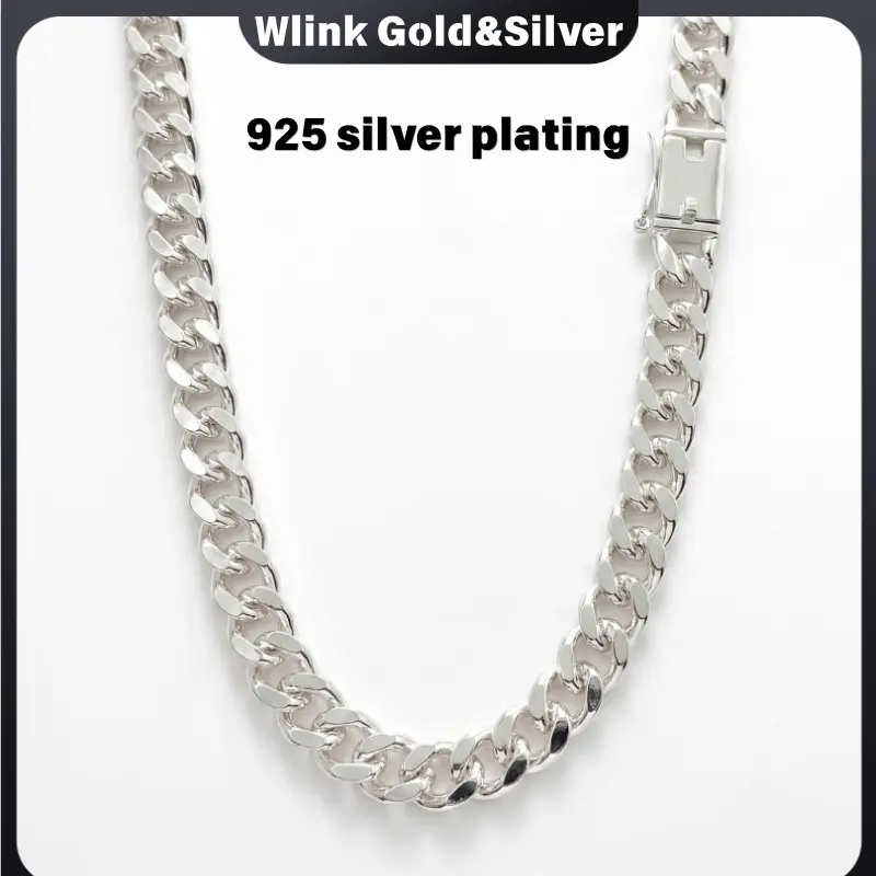 925 Silver Plated Cuban Link Chain Necklace,0.394 Inch Wide High PolishedSmoothCurb Chain,19.69/21.65/23.62/25.59 Inch,Secure Anti-Lose Lock Clasp,Heavy Duty Street Hip Hop Jewelry Gift evry jewels valentines day for her chic minimalist romantic fanci me