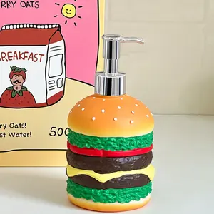 Cute Burger Shaped Press Bottle, Non-Toxic Resin Soap Dispenser for Kitchen Bathroom, Ideal Gift for Fast Food Lovers, Durable Design