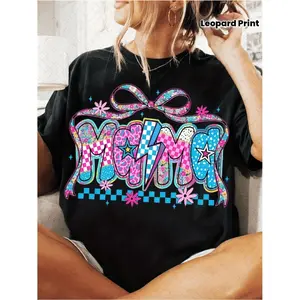 Plus Size Women's Pattern TShirt Ideal for Mother's Day Birthday Gifting Featuring Floral Plaid Leopard and Dots Casual Summer Daily Wear