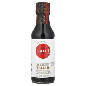 San-J Tamari Brewed Soy Sauce, 28% Less Sodium, 10 fl oz (296 ml)