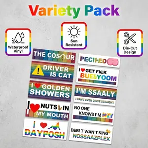 10 Pcs Funny LGBT Rainbow Pride Car Magnets Set, Hilarious Prank Magnetic Bumper Stickers & Automotive Decals, Durable Vehicle Safe Waterproof Accessories for Truck, SUV, Van, and Adult Prank Gifts, Gag Gifts, Novelty Presents