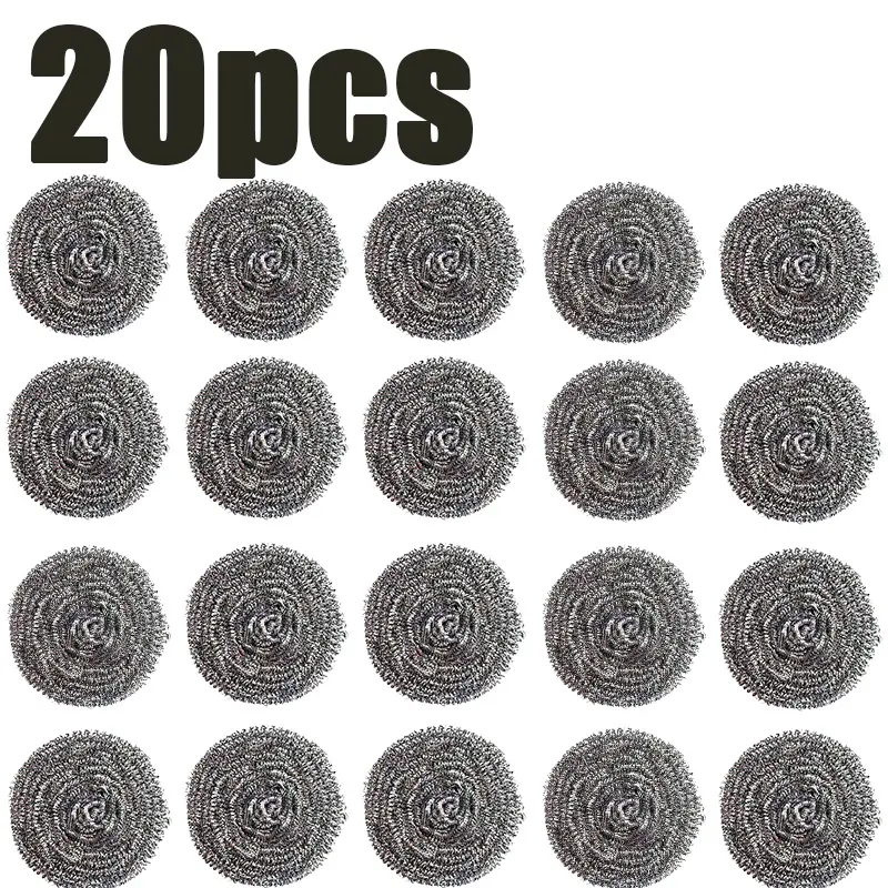 20-Pack Premium Stainless Steel Wool Balls, Heavy-Duty Multipurpose Kitchen Sponges, Dish Scrubber & Pot Scrubber, Essential House Cleaning Tools for Kitchen Bath Oven