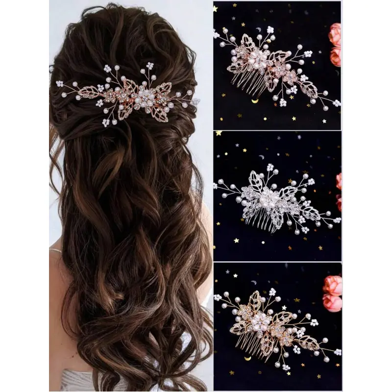 1-piece elegant bridal leaf-shaped hair comb, handmade hair accessory for women/girls, suitable for weddings, parties, and Valentine's Day