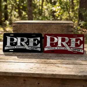 PRE Paper Route Empire Vanity License Plate 2 Colors Black Red Young Dolph Hip Hop Car Tag