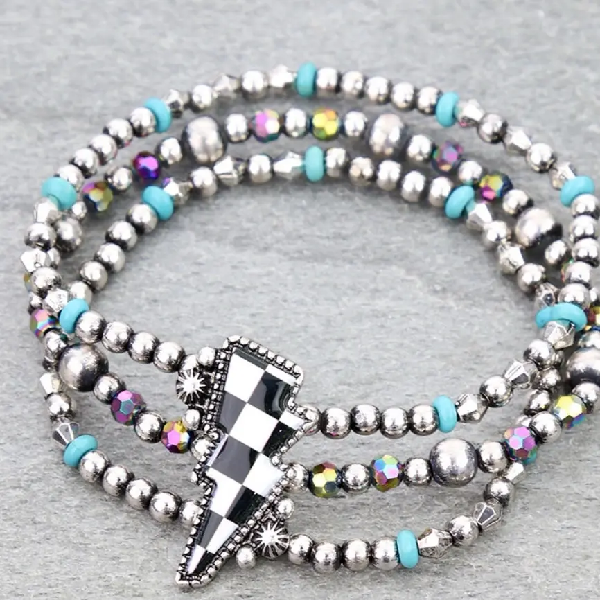 Western Checker Thunder Stretch Bracelet - Adjustable Design for Versatile Use, Perfect for Body Stretching and Relaxation