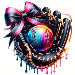 4 Pack Baseball Glove Iron On Patches with Bat Ball Design Durable Washable Plastic Applique for DIY T Shirt Hoodie Jeans Backpack Pillow Vintage Hat Festival Decoration Personalized Baseball Accessor