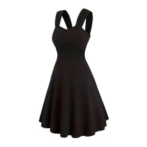 Women'S Olive Green A-Line Dress with Ruched Detail - Casual Knee-Length, Cross Strap Design for Spring/Summer/Fall Women's Elegant Loose Midi Flowery Backless Mini white  dress  girl shein