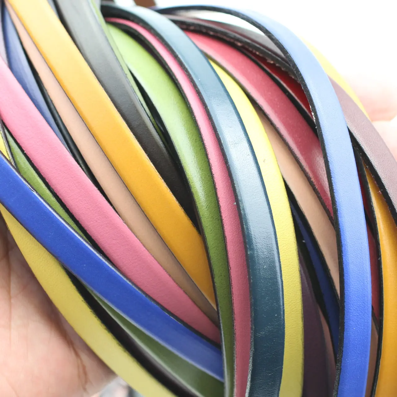 Flat Genuine Leather Cord for Bracelet Making 10mm - Real Leather Strip for Keychain, DIY Craft, Watch Band, Purse Strap, 1.1 Yard