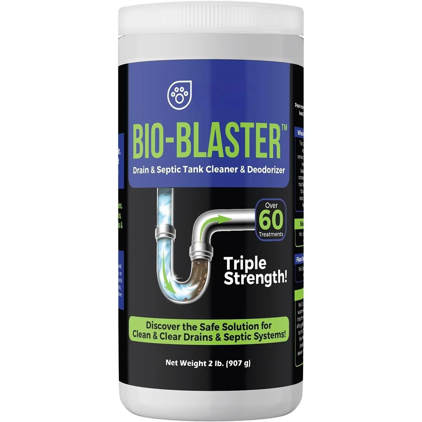 Enzyme Drain and Septic Cleaner and Friendly  Booster.  2 lb. Deodorizes and Unclogs Pipes - Septic Tanks - RV Tanks-and More. No Caustic ! Dissolves , Oil, and .