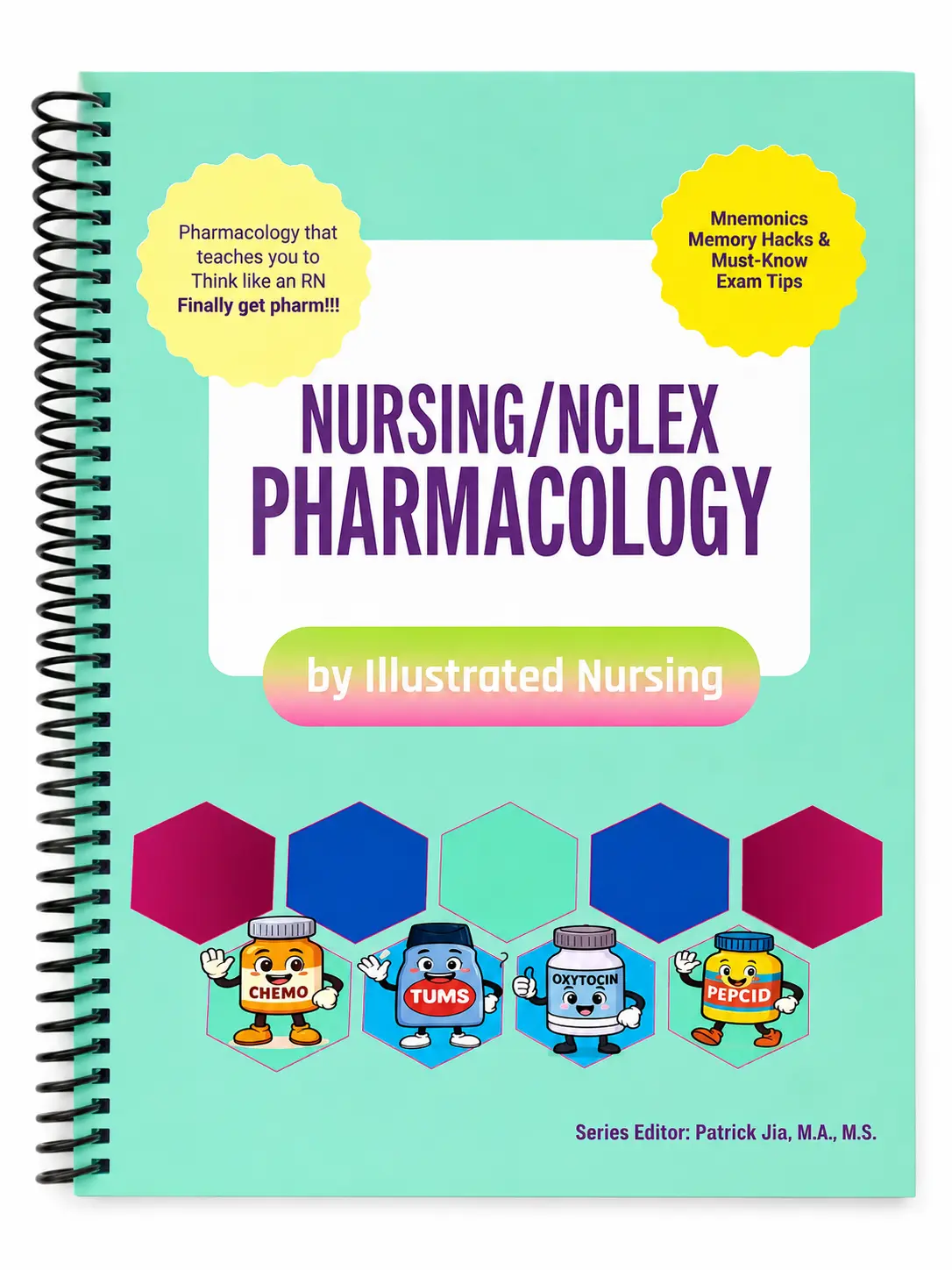 Nursing/ NCLEX Pharmacology Book for Nursing School & NCLEX Review. 230 engaging pages  Spiral book English Paperback Learning Books