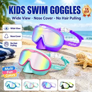 [summervibes] Sharkite Kids Swimming Goggles 2 Pack Anti-fog Anti-UV Wide View Kids Swimming Goggles 4-15 years old Swim Glasses for Boys and Girls for Lake,Beach, Summer Party, Swimming pool