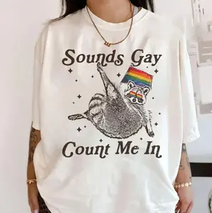 Sounds Gay Count Me In Racoon LGBT shirt, Gift for LGBTQ+ Community, Pride Month Shirt, Pride Racoon T-Shirt, LGBT Shirt, Pride Shirt